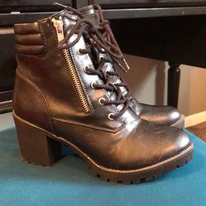 Mossimo black lace up and zip up boots.